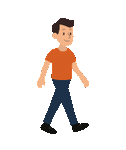 Animated boy walking towards explore